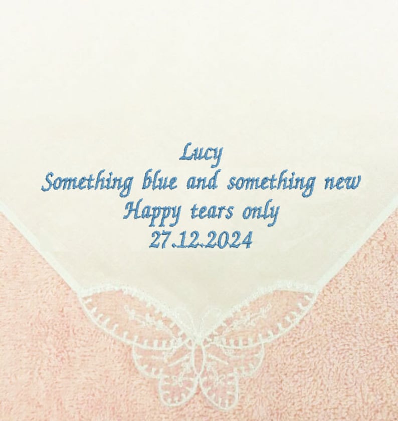 personalised ladies handkerchief hankie something blue something new weddings