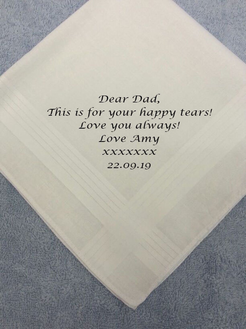 Personalised Mens Handkerchief Hankies Wedding Gift DEAR DAD Etsy