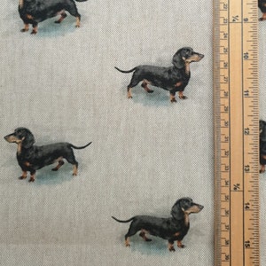 Dachshund Dog Fabric UK 80% Cotton 20 Polyester Material By Metre upholstery feel curtains, cushions and bags