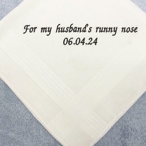 personalised husband wedding handkerchief hankie embroidered
