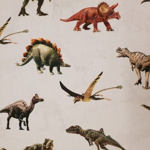 Dinosaurs Fabric 100% Cotton Material By Metre Prehistoric Animal T-Rex Stegosaurus Triceratops Raptors Cushions Bags Bunting