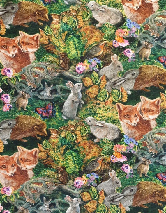 Garden animals fabric UK Fat Quarter 20