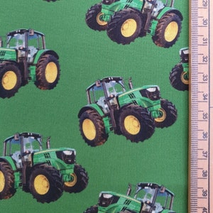Tela para tractor UK Fat Quarter 20&quot; x 22&quot; o 50 cm x 56 cm 100 % algodón verde y amarillo vehículo agrícola Material clásico