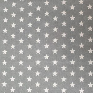 Stars fabric UK 100% Cotton Material By Metres patchwork filler small white grey silver cute space solar system classic pattern