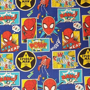 Spider-Man Blue-Charakterstoff UK Fat Quarter 20 &quot;x 22&quot; oder 50 cm x 56 cm 100% Baumwolle Comic-Bücher MCU Superhero Erstaunliches, spektakuläres Material