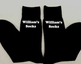 Calcetines bordados personalizados para hombre en negro CUALQUIER MENSAJE Cualquier nombre Regalo Regalo de cumpleaños Mensaje Esposo Abuelo Tío hijo Hogar de ancianos