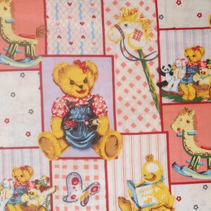 Teddy Bear fabric UK 100% Cotton Material Fat quarter Patchwork Rocking Horse Butterfly Ducks Teddies Panda Bunny Hearts Flannel Flowers