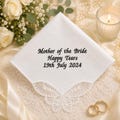 Mother of the Bride Handkerchief | Personalised Wedding Gift | Embroidered Happy Tears Hankie | Wedding Keepsake for Mum