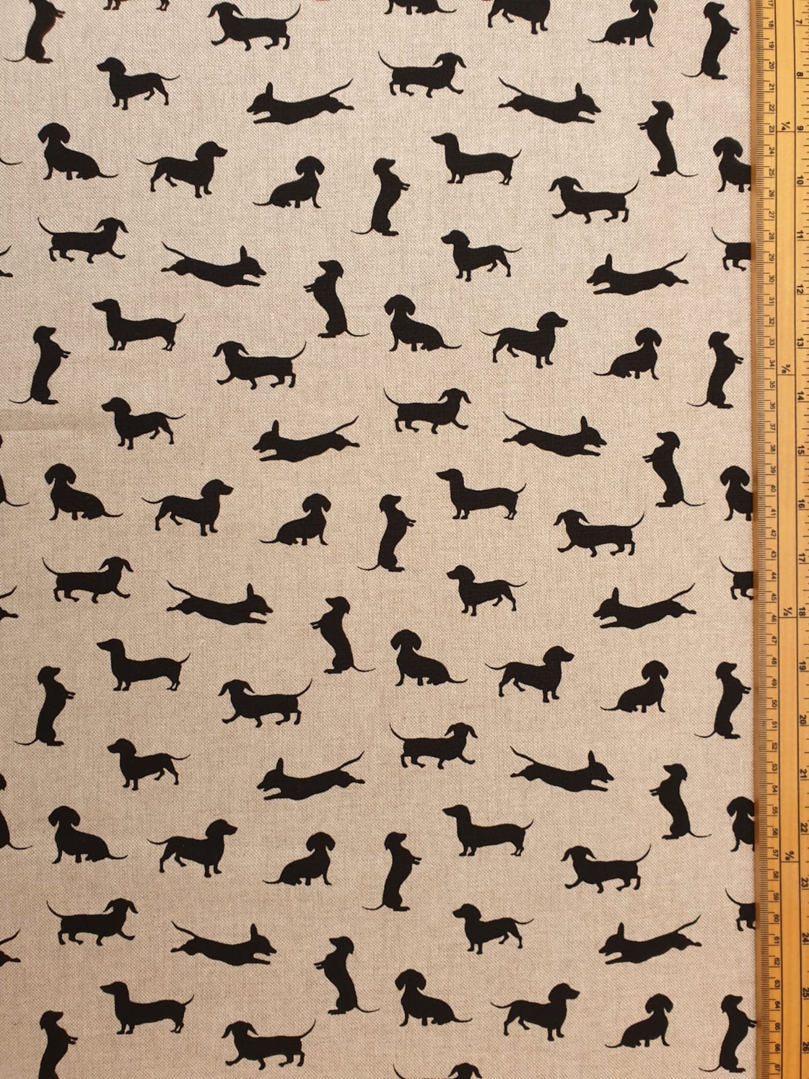 Dachshund Dog Fabric 80 Cotton 20 Polyester Material by Metre Etsy
