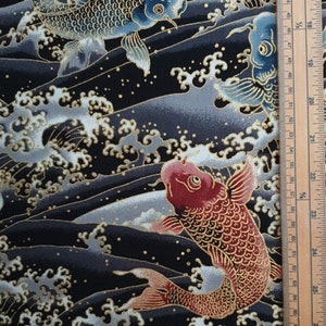Japanese fish fabric 100% Cotton Material By Metre Curtains fish fishing Japan amazing print skirts dresses Patchwork Cushions Bags Bunting