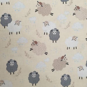 Tessuto di pecora UK 100% cotone Materiale Quarto di grasso Patchwork nero marrone bianco animali da fattoria pascolo grano nuvole amore carino agricoltura