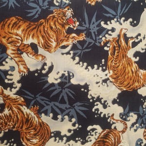 Japanse tijgerstof UK 100% katoen Materiaal per meter Patchwork strepen dieren Big Cat Wilde Woeste oceaanzeeën