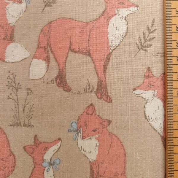 Fox fabric UK 100% Cotton Material shop By Metre fox family amazing animal print