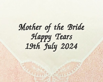 Hochzeit Taschentuch Damen Taschentuch Mutter Braut Brautjungfer Mutter personalisierte Geschenke Geschenk bestickte Frau Andenken bestickt