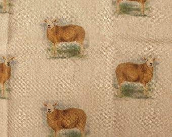 Tejido de oveja Reino Unido 80/20% Algodón Poliéster Material tapizado Cuarto gordo Patchwork Pasto Hierba Granja Agricultura Granjero Lana-Temática Animal