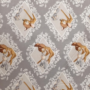 Bambi fabric UK 100% Cotton Material Fat quarter Patchwork animals Thumper Rabbit Bunny Deer Disney Diamond Branches Leafs Trees Forest