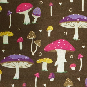 Toadstool Mushroom fabric UK Fat Quarter 20" x 22" or 50cm x 56cm 100% Cotton mushrooms amazing material eye catching