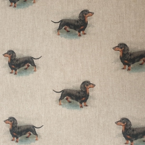 Tela Dachshund Reino Unido 80/20% algodón poliéster polialgodón Material tapizado por metro Patchwork perro Dachshund alemán animales mascotas pequeño lindo