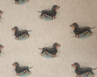 Teckelstof VK 80/20% katoen polyester polykatoen gestoffeerd materiaal per meter patchwork duitse dash hound hond dieren huisdieren klein schattig