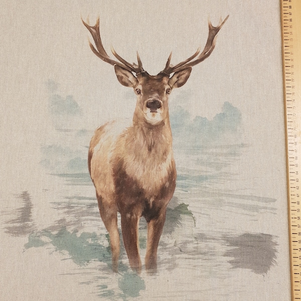 Paneles de cojín de tela 18" x 18" o 45 cm x 45 cm algodón-lino sensación ciervo estampado encantador material animal salvaje bosque