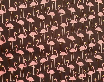 Flamingo fabric UK 100% Cotton Material By Metre Patchwork wild animals jungle bird black backrounds
