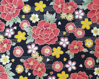 Tela japonesa Reino Unido Fat Quarter 20" x 22" o 50cm x 56cm 100% Algodón Estampado de flores florales de Japón Material Clásico
