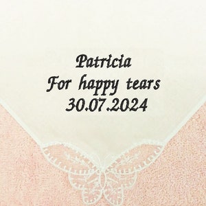 personalised ladies handkerchief hankie something blue something new weddings
