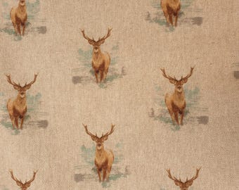 Gestoffeerde stof met hert UK 80/20% katoen polykatoen Materiaal Fat Quarter Patchwork wilde dieren Bucks Rivers