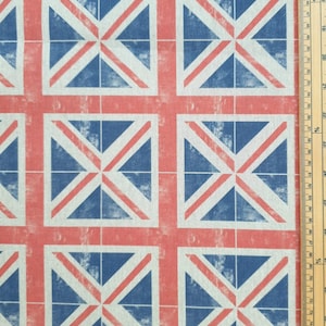 Coronation King Charles Union Jack Fabric UK 80% Cotton 20 Polyester Material By Metre feel table cloth curtains cushions and bags