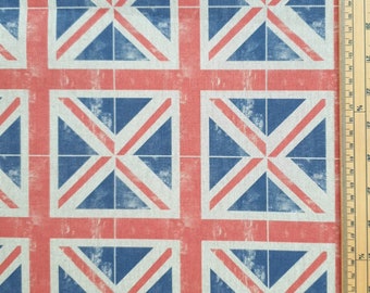 Coronation King Charles Union Jack Fabric UK 80% Cotton 20 Polyester Material By Metre feel table cloth curtains cushions and bags