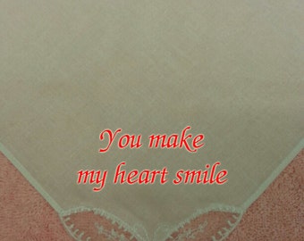 Personalised Embroidered Women Handkerchief Hankie Wedding Gift Mum You Make My Heart Smile Ladies Girl Family ANY MESSAGE