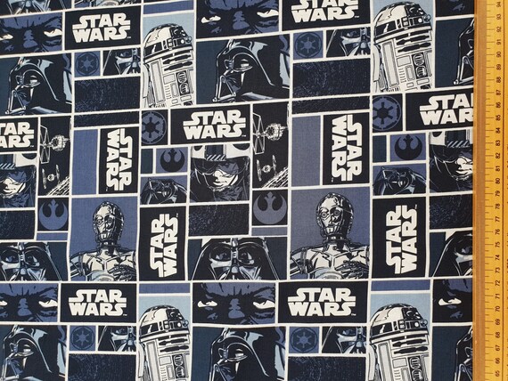 Star Wars Darth Vader Jedi Fabric 100% Cotton Material By Metre Obi-Wan Han  Solo R2-D2 C-3PO Yoda Princess Leia Character Cushions Bunting