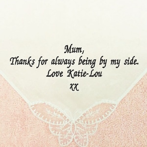 personalised ladies handkerchief hankie something blue something new weddings