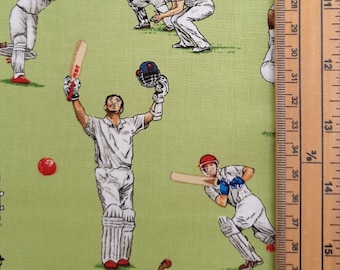 Cricket fabric UK Fat Quarter 20" x 22" or 50cm x 56cm 100% Cotton players teams bat and ball games Material Classic