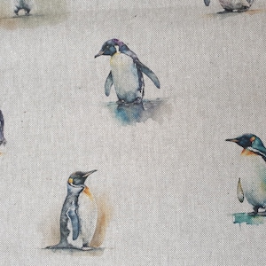 Tissu pingouin UK 80/20 % coton polyester polycoton rembourré au mètre Patchwork oiseaux animaux Antarctique hiver neige