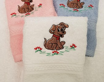 Personalised Little Dog face cloth Christmas gifts Present Add NAME Embroidered Flannel stocking filler vehicle off road