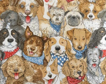 Honden over de hele stof UK 100% katoen Materiaal per meter Patchwork gedomesticeerde dieren huisdieren bandana's schattige schattige puppy's