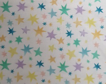 Stars Fabric | 110cm Width | 100% Cotton | Fast UK Dispatch | Perfect for Nursery theme colourful bright patchwork quilting crafts
