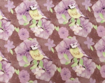 Blue Bird-stof UK 100% katoen Materiaal Fat Quarter Patchwork wilde dieren bloemen bladeren bloemblaadjes lila paars witte bloemen veren