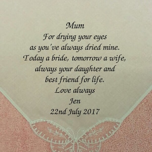 Personalised Women Handkerchief Hankies Wedding Gift Mum Tears BEST FRIEND for LIFE Ladies Girl Family