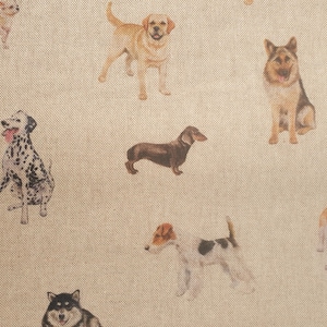 Dog fabric UK 80/20% Cotton Polyester Material Fat quarter Patchwork Upholstered Dalmation German Shepard Bull dog Chihuahua Husky Dachshund