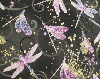 Dragonfly fabric UK Fat Quarter 20" x 22" or 50cm x 56cm 100% Cotton amazing Material Classic purples and lilacs