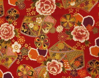 Buschklee Blau Kirschblüte Michiko Japanischen Stil Gold Metallic Fat Quarters 100% Baumwolle Quilten Schneiderei UK Shop 2336/B