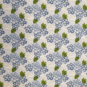 Blaue rosen stoff UK 100% Baumwolle Material Per Meter Patchwork blumen blätter entwurf