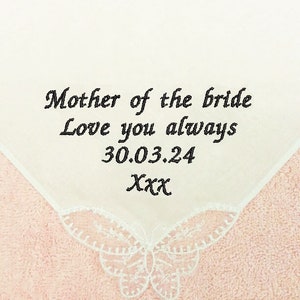 personalised ladies handkerchief hankie something blue something new weddings