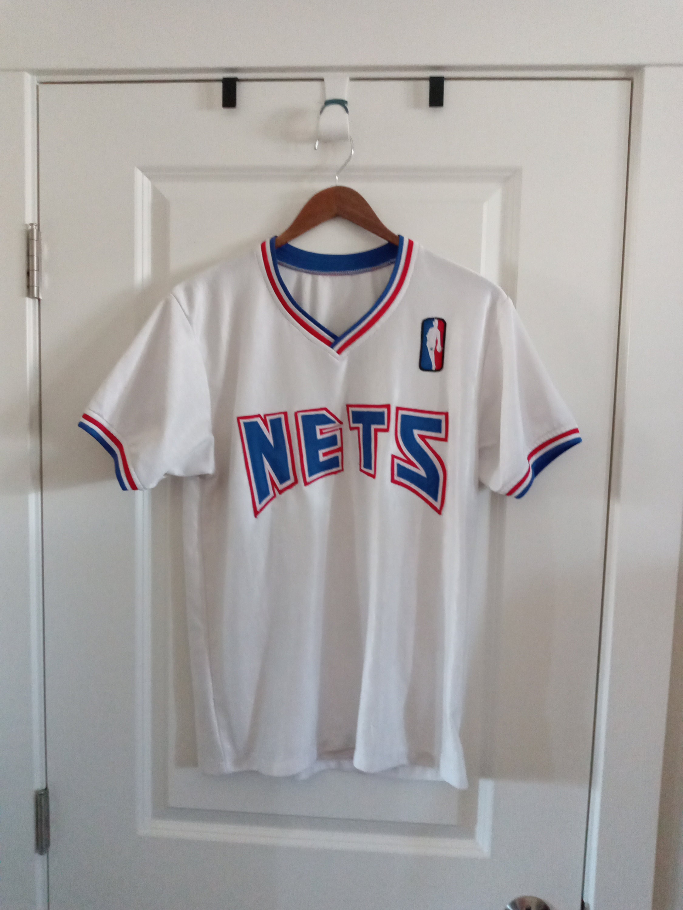VINTAGE 1990'S NEW JERSEY NETS STARTER ALL OVER PRINT JERSEY SZ.L YOUTH  BROOKLYN