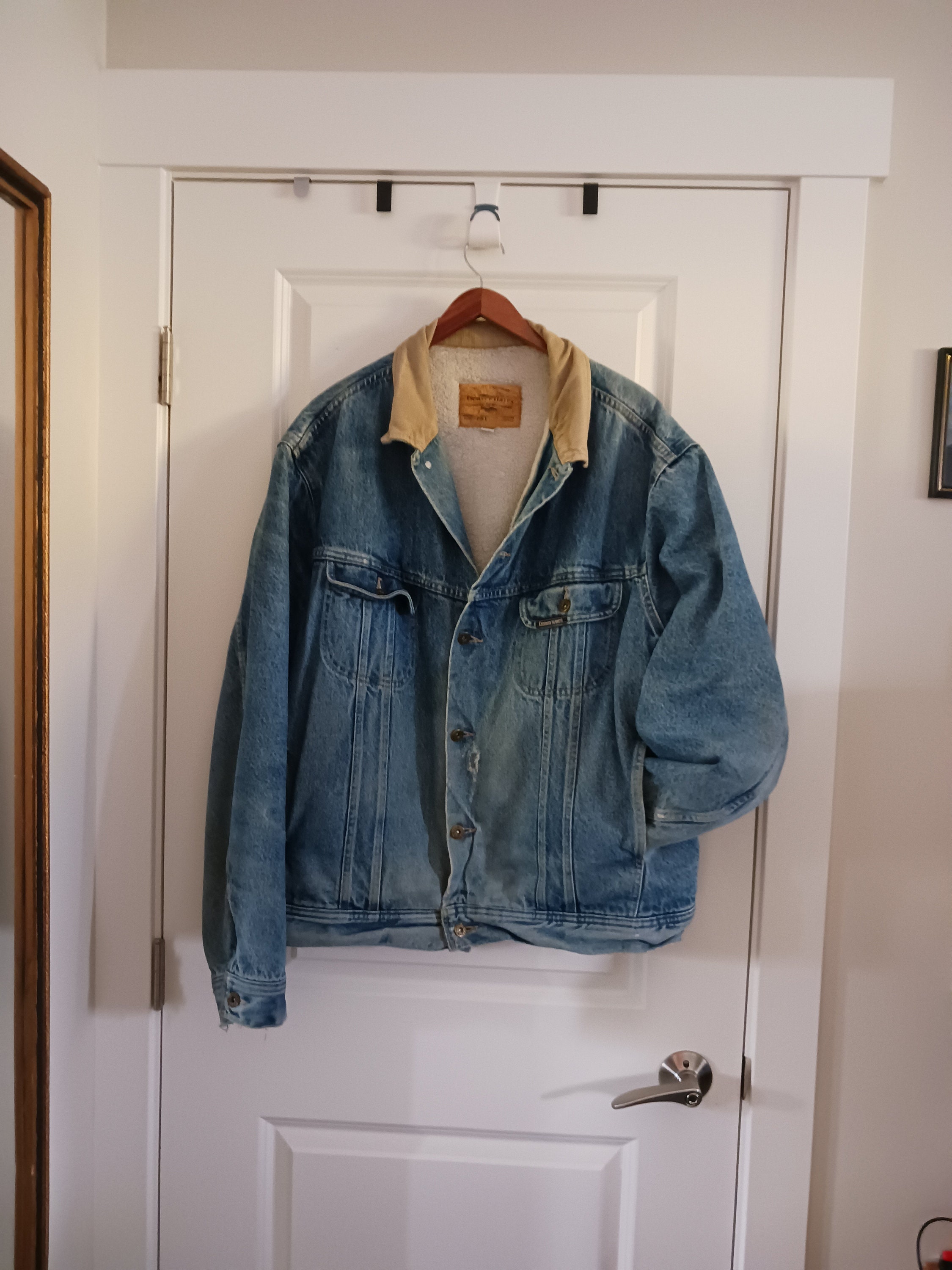Sheep fur denim jacket sale