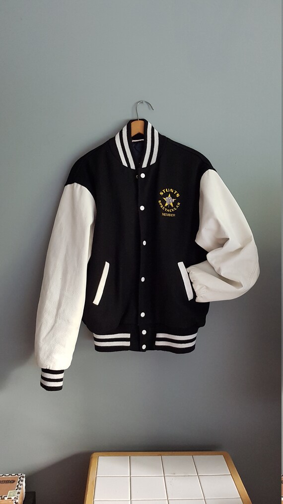 Vintage black and white bomber jacket, 80 s bomber