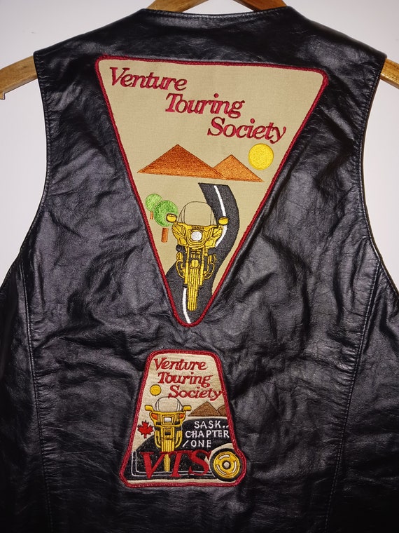 Vintage patched leather vest, vintage patched bik… - image 5
