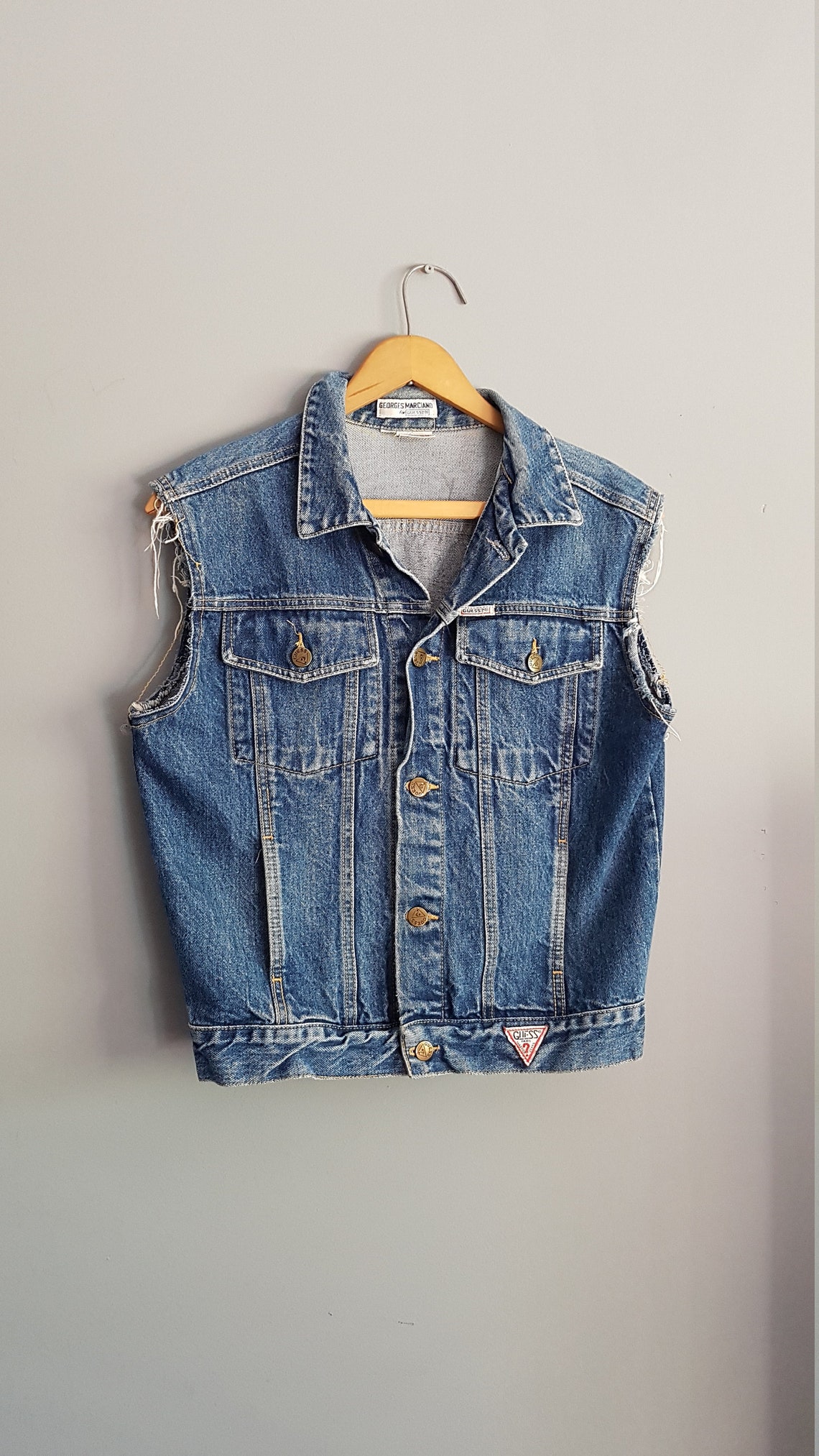 Vintage guess denim vest 80s guess George's Marciano | Etsy